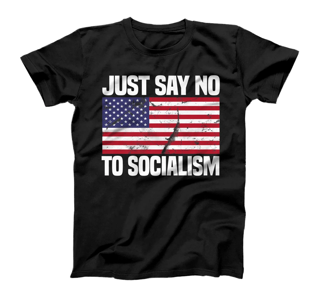 Just Say No To Socialism Funny Joke Sarcastic American Flag Premium T-Shirt