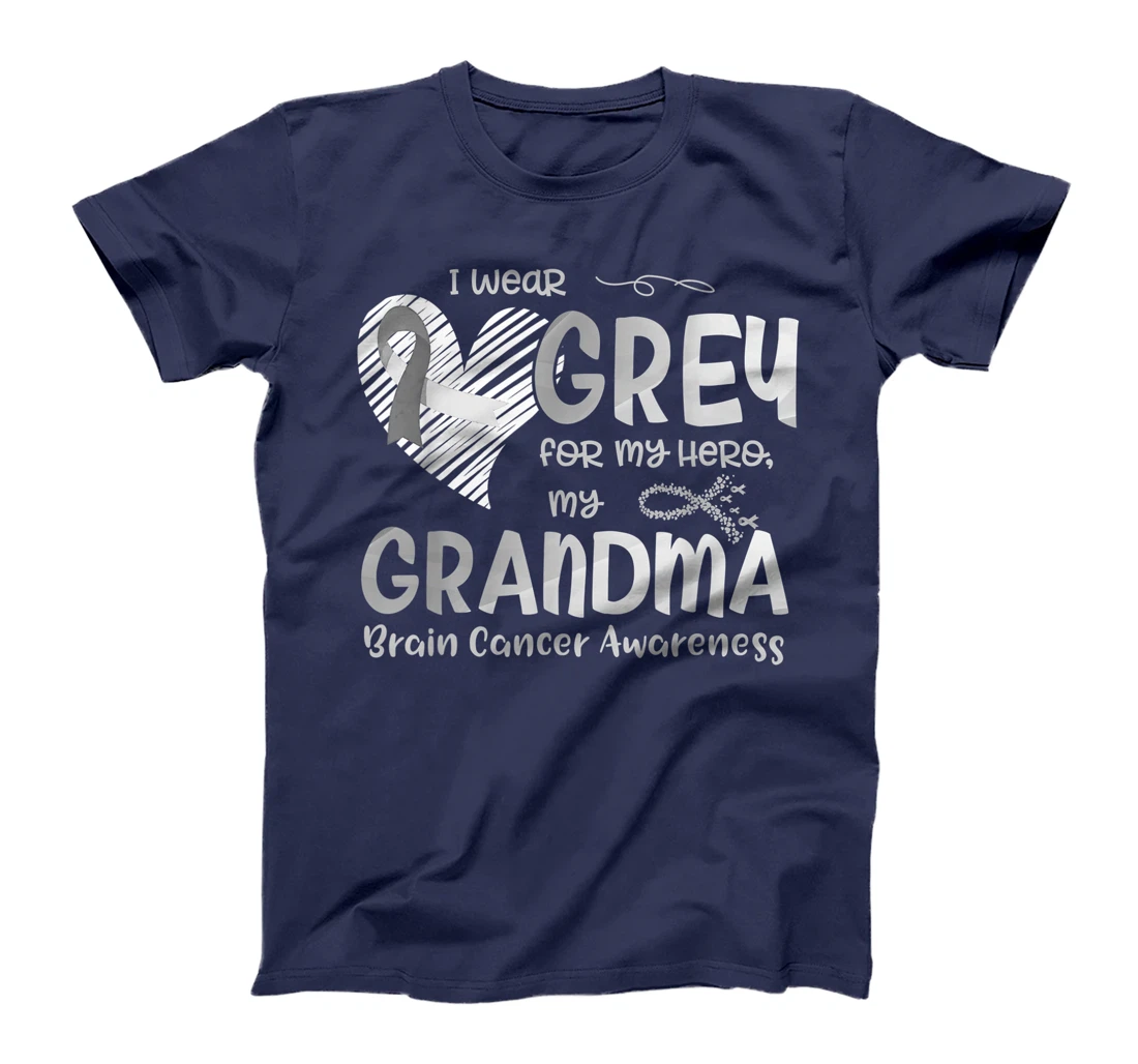 I Wear Gray For My Hero Grandma Brain Cancer Awareness T-Shirt