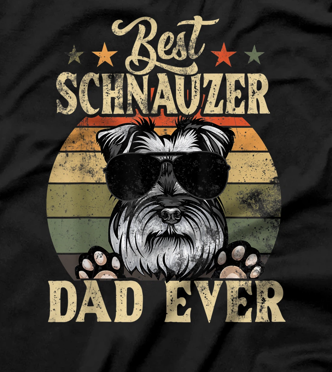 Best Schnauzer Dad Ever Vintage Retro Gift T-Shirt