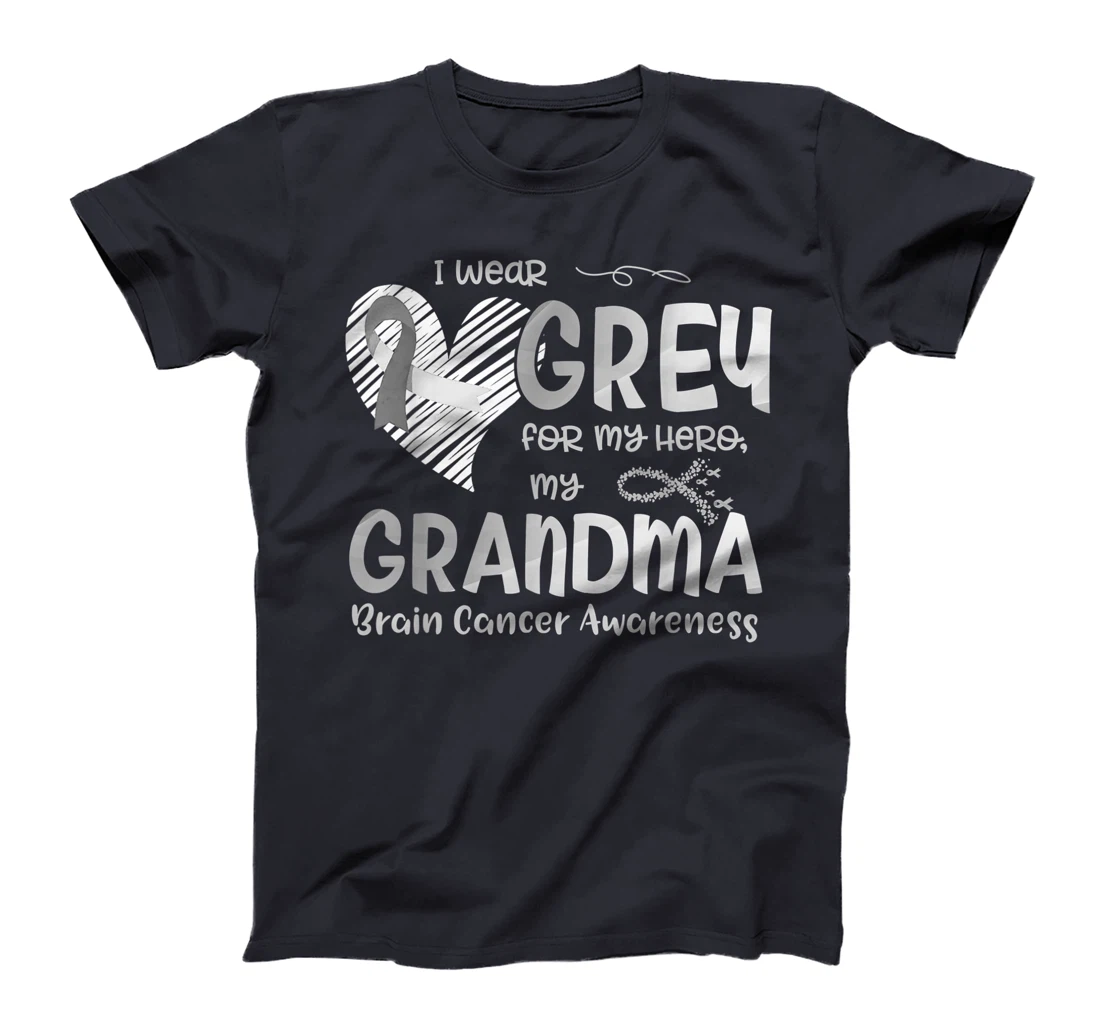 I Wear Gray For My Hero Grandma Brain Cancer Awareness T-Shirt