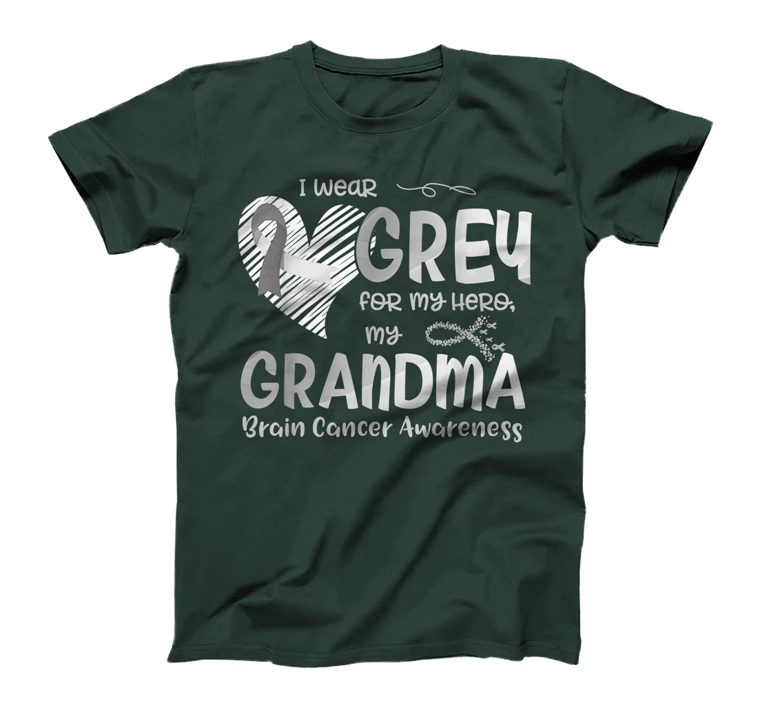 I Wear Gray For My Hero Grandma Brain Cancer Awareness T-Shirt