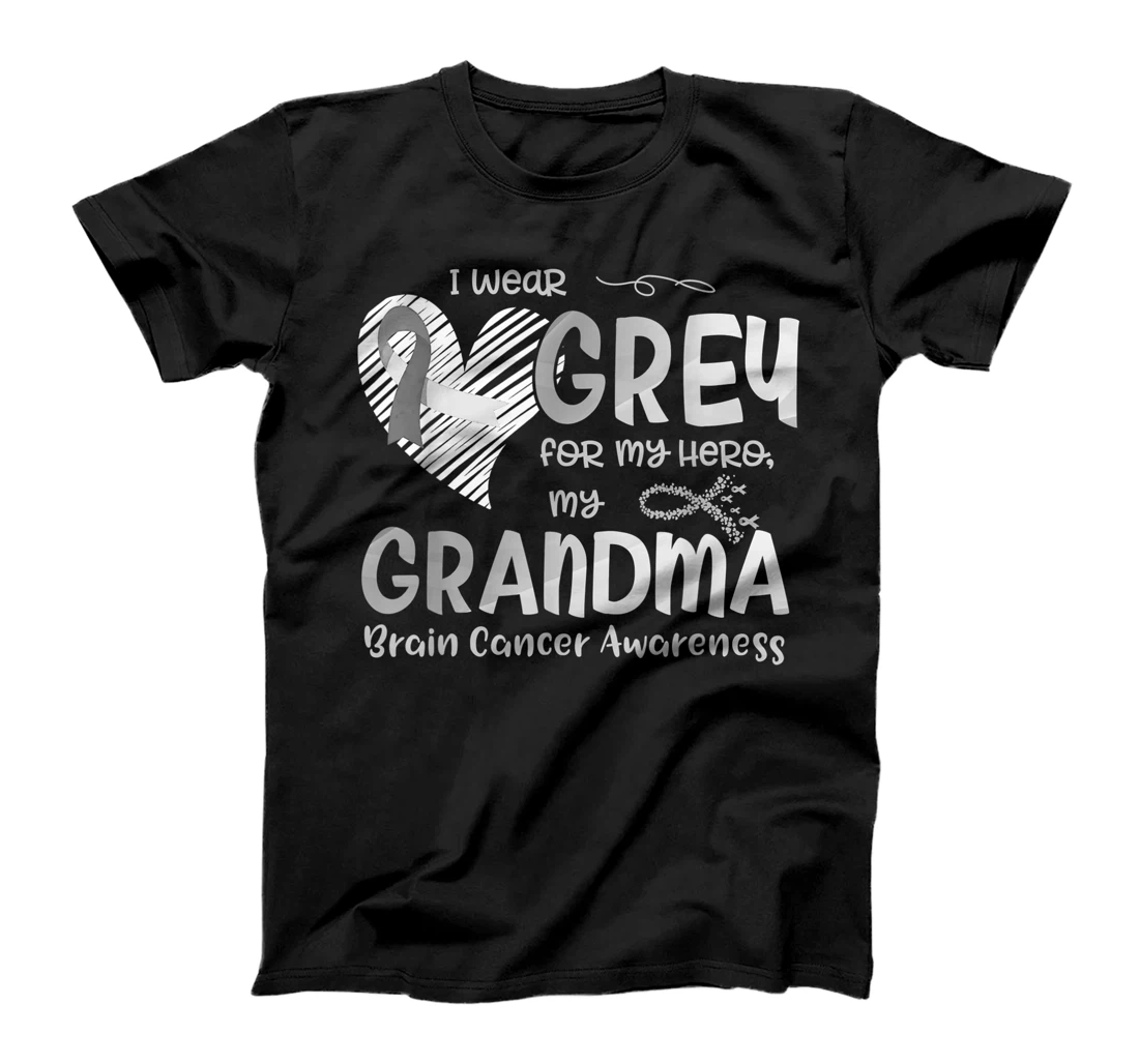 I Wear Gray For My Hero Grandma Brain Cancer Awareness T-Shirt
