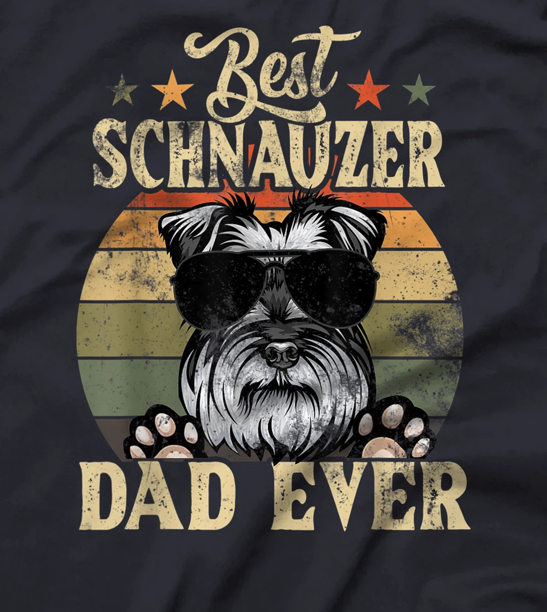 Best Schnauzer Dad Ever Vintage Retro Gift T-Shirt