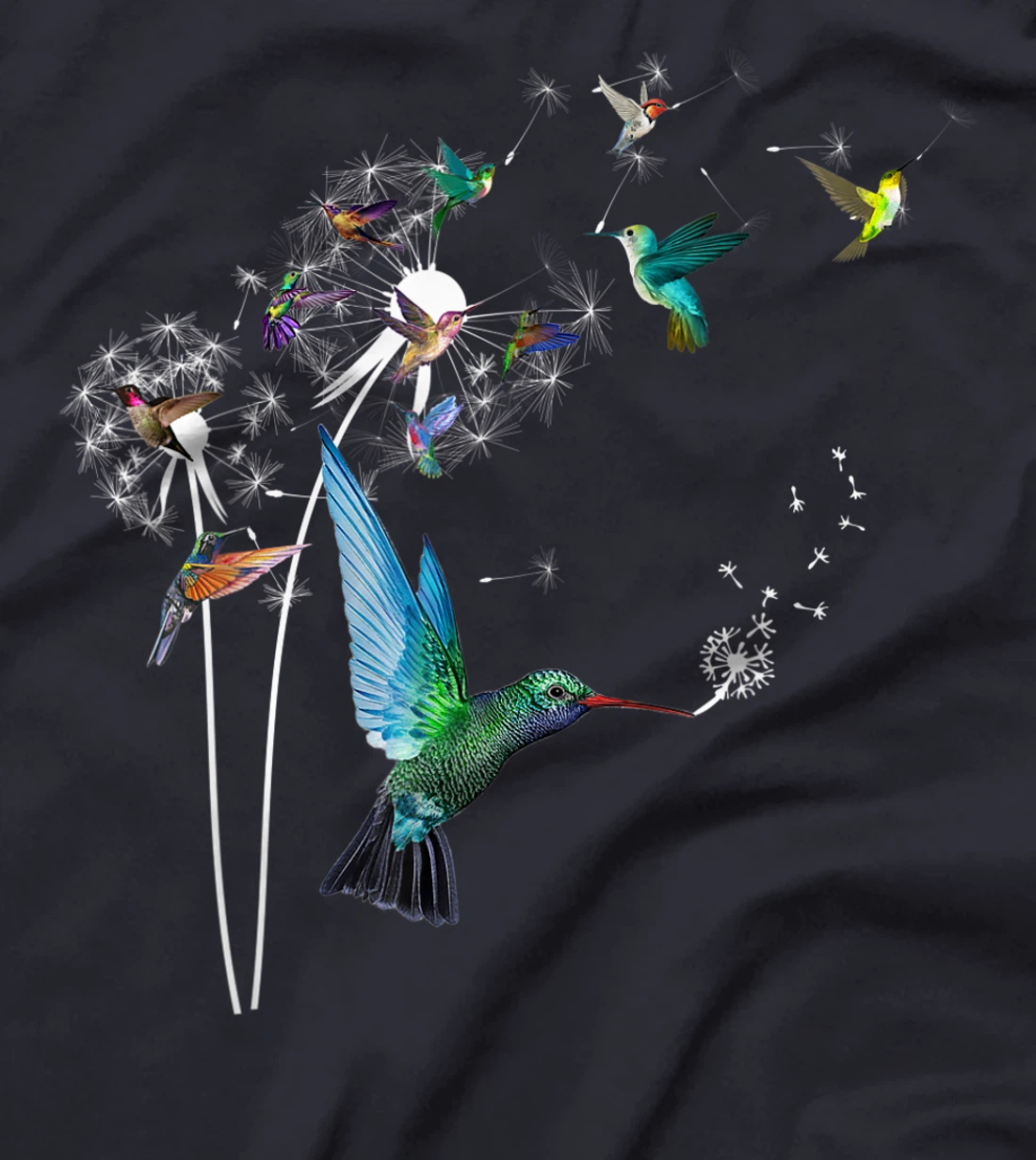 Hummingbird Pajamas Dandelion Flower Bird Watchers T-Shirt