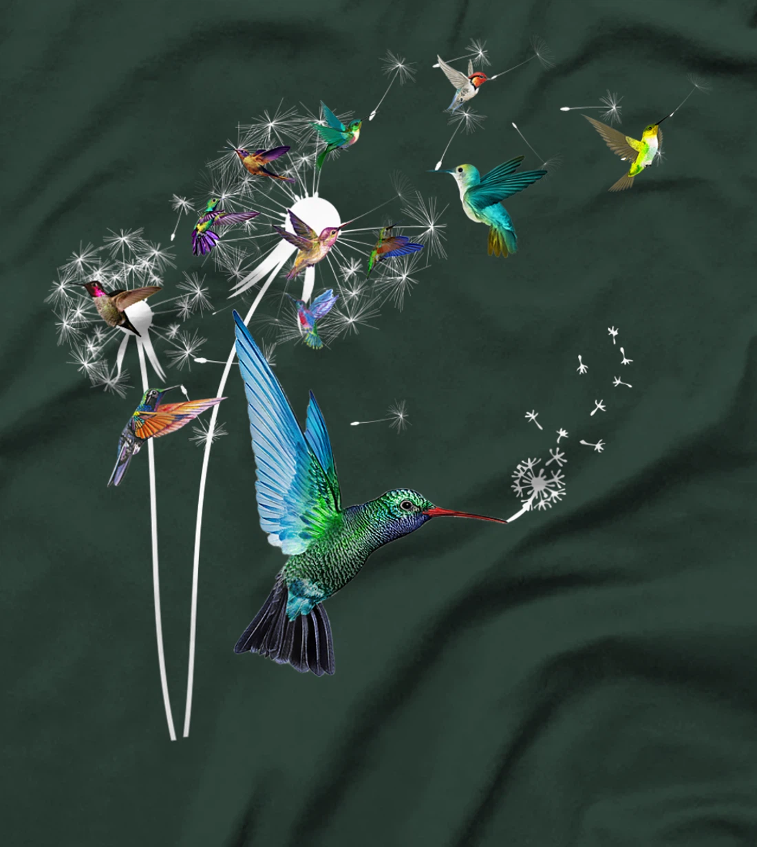 Hummingbird Pajamas Dandelion Flower Bird Watchers T-Shirt