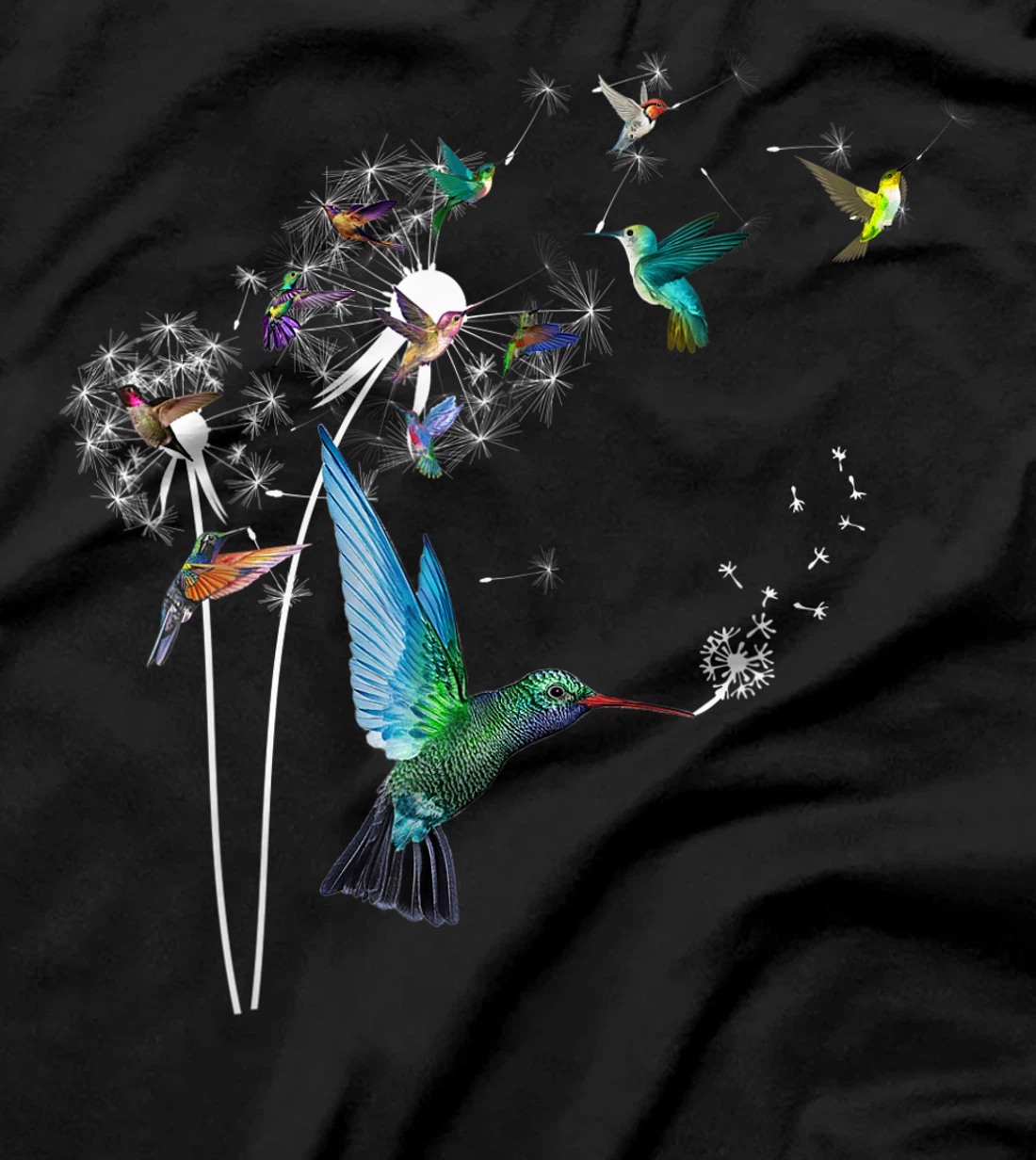 Hummingbird Pajamas Dandelion Flower Bird Watchers T-Shirt