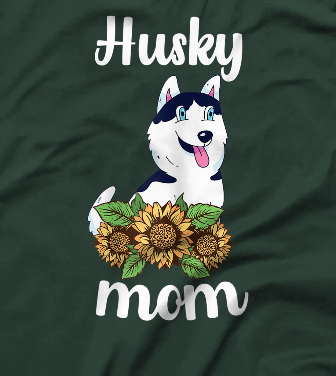 Womens Husky Mom Sunflower Husky Mama Dog Lover Siberian Husky Dog T-Shirt