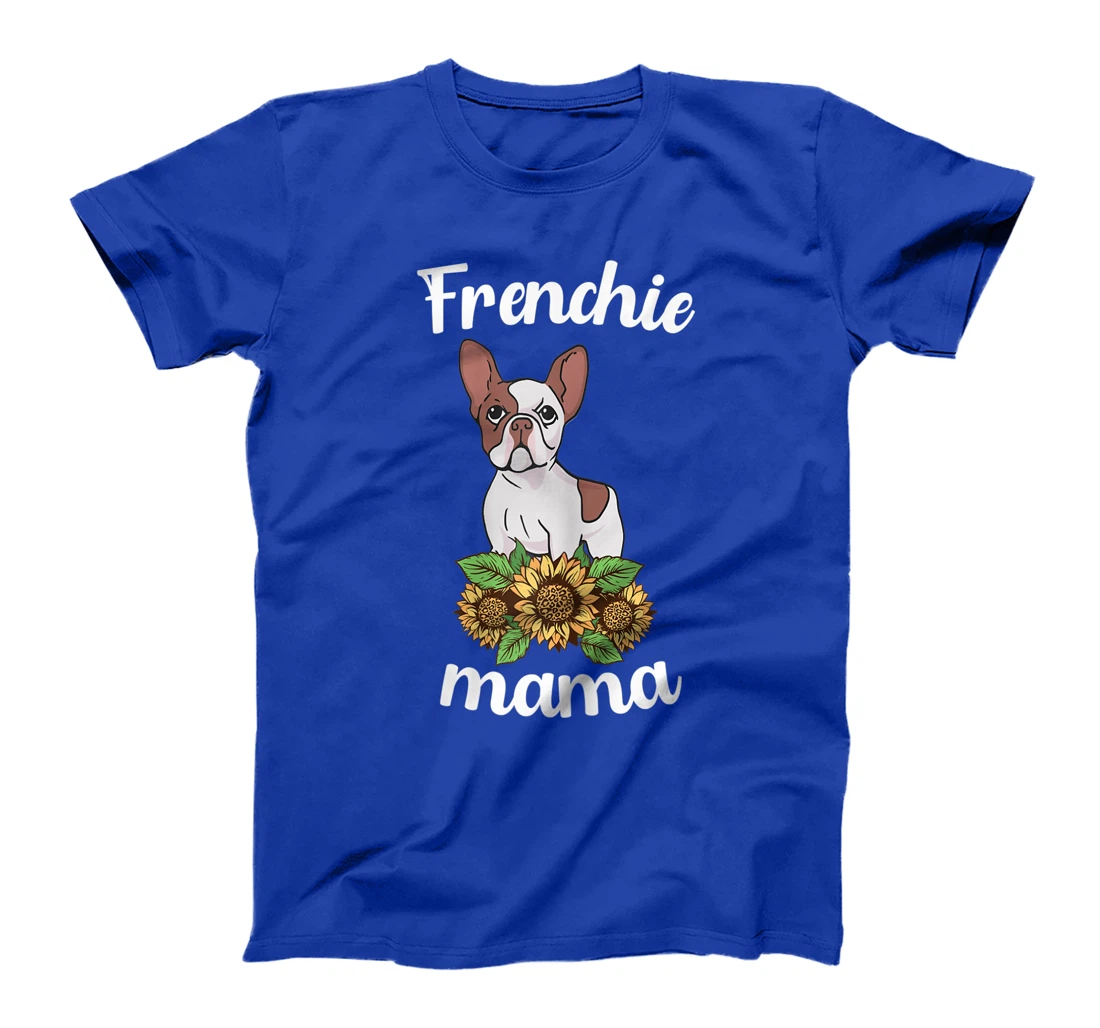 Frenchie Mama Sunflower Leopard French Bulldog Mom Women Fun T-Shirt