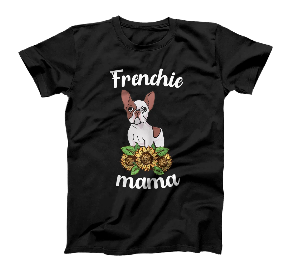 Frenchie Mama Sunflower Leopard French Bulldog Mom Women Fun T-Shirt