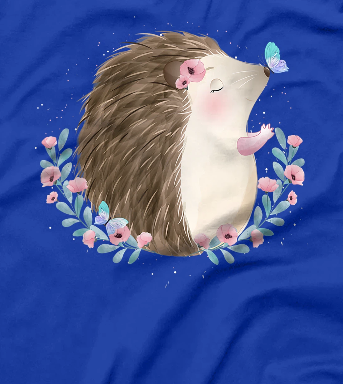 Cut Hedgehog & Butterfly Art With Watercolor Gift For Women T-Shirt