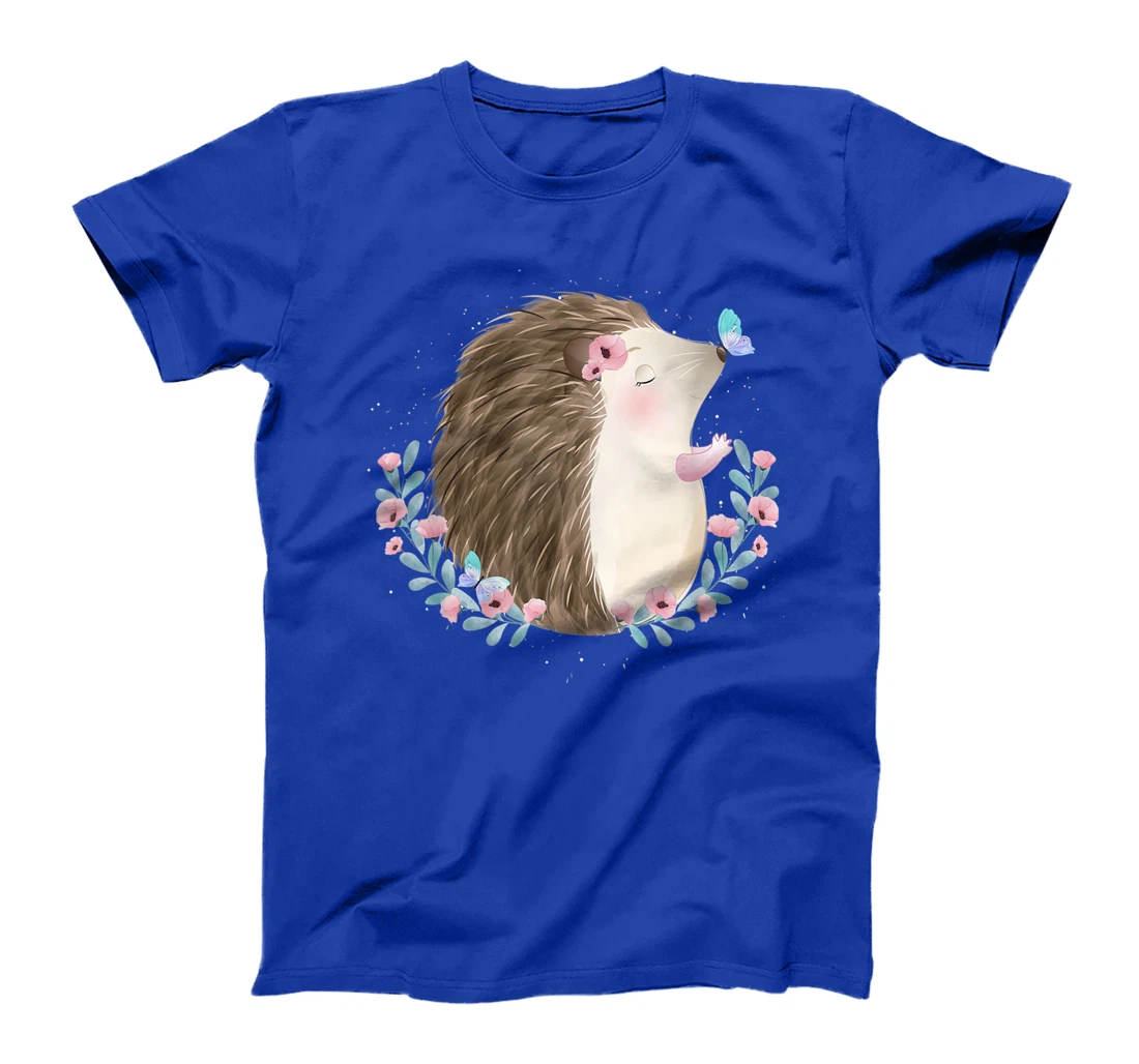Cut Hedgehog & Butterfly Art With Watercolor Gift For Women T-Shirt