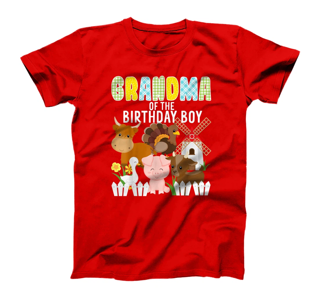 Grandma Of The Birthday Boy Farm Animals Barnyard Farm Party T-Shirt