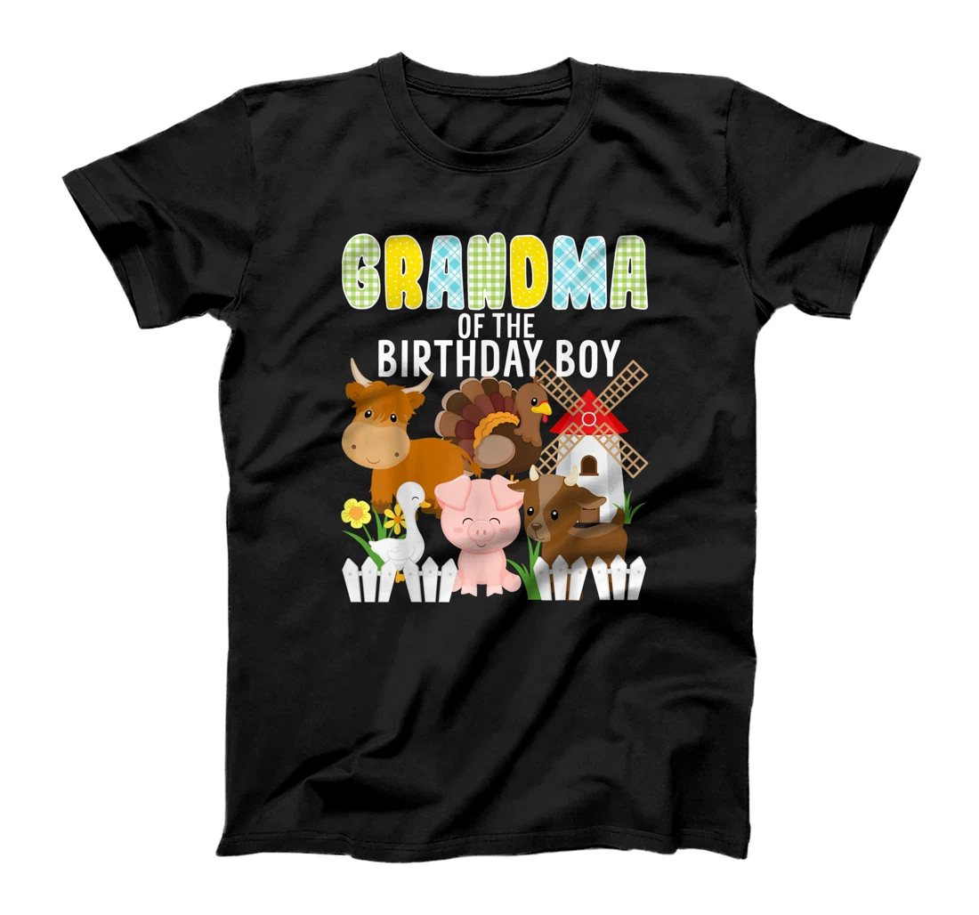 Grandma Of The Birthday Boy Farm Animals Barnyard Farm Party T-Shirt