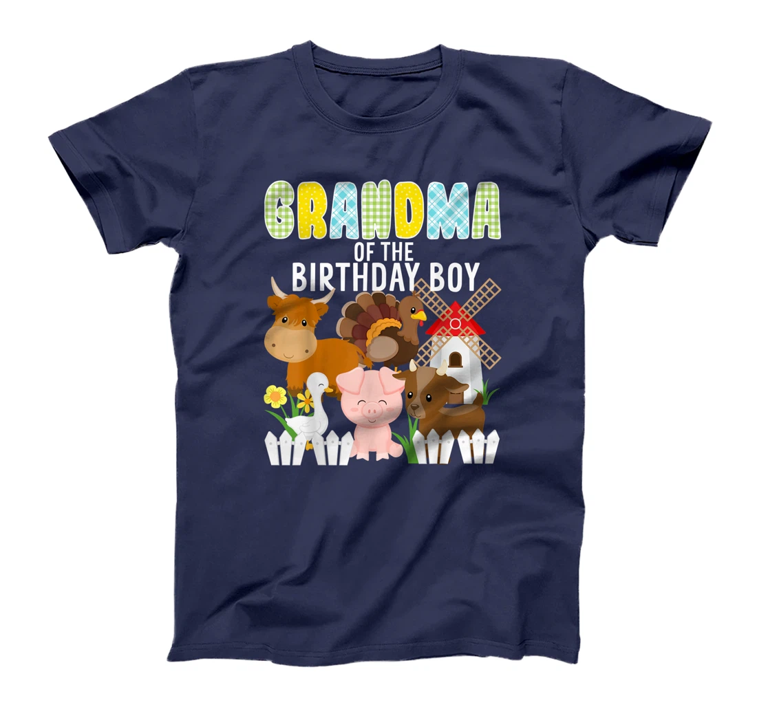 Grandma Of The Birthday Boy Farm Animals Barnyard Farm Party T-Shirt