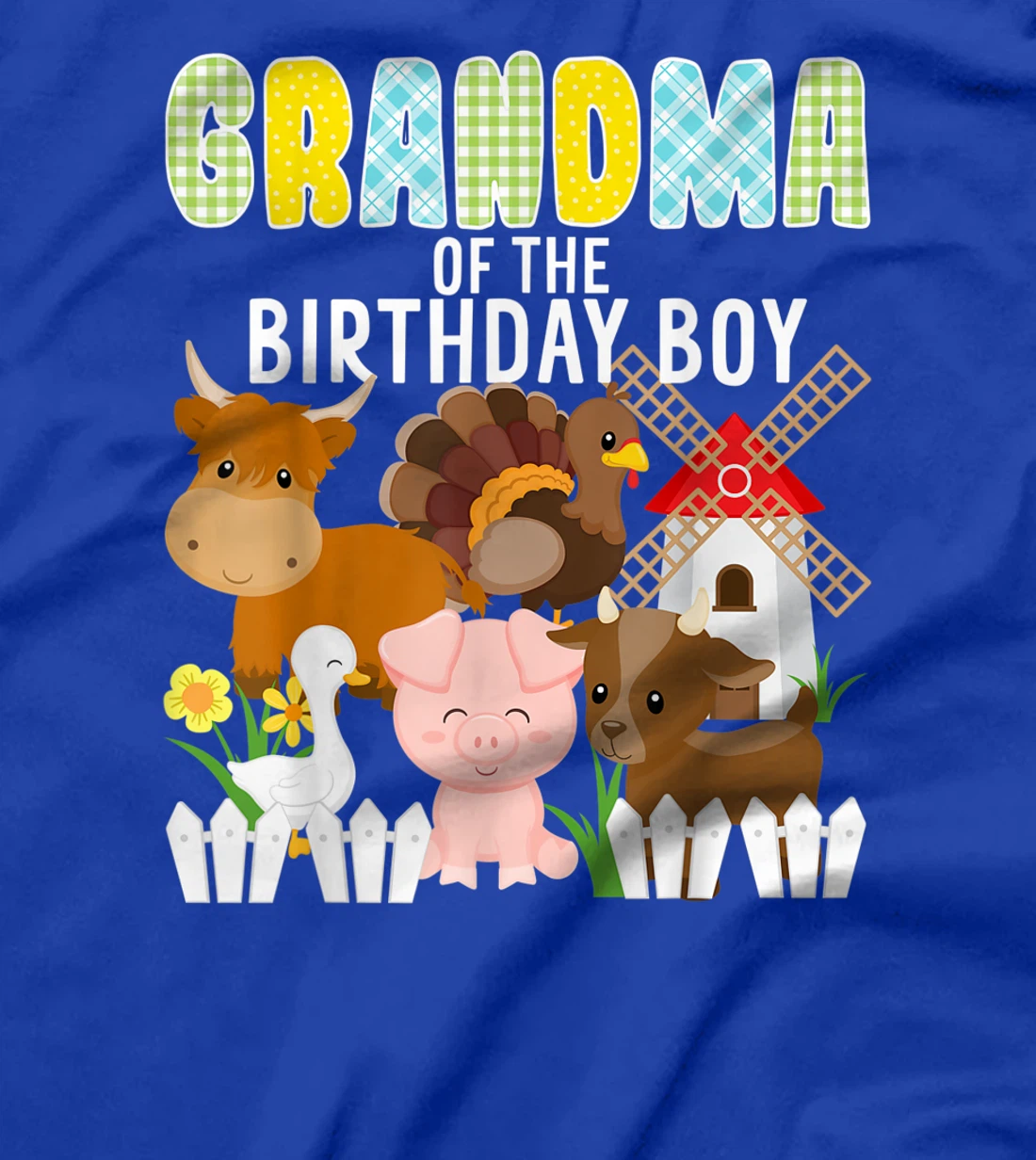 Grandma Of The Birthday Boy Farm Animals Barnyard Farm Party T-Shirt