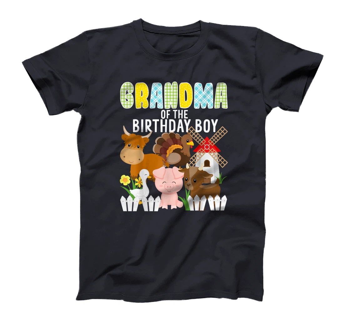 Grandma Of The Birthday Boy Farm Animals Barnyard Farm Party T-Shirt