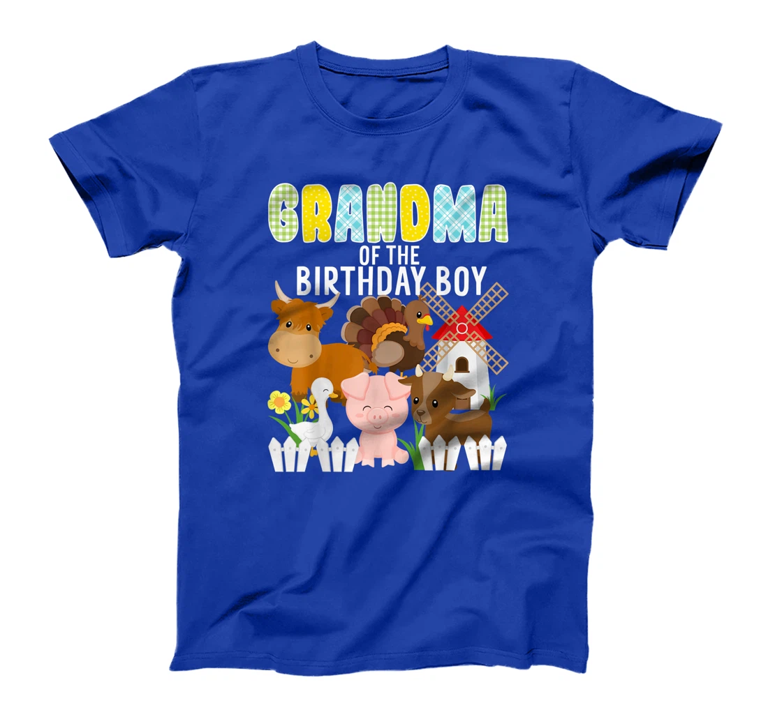 Grandma Of The Birthday Boy Farm Animals Barnyard Farm Party T-Shirt