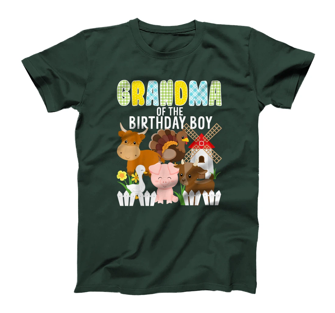 Grandma Of The Birthday Boy Farm Animals Barnyard Farm Party T-Shirt