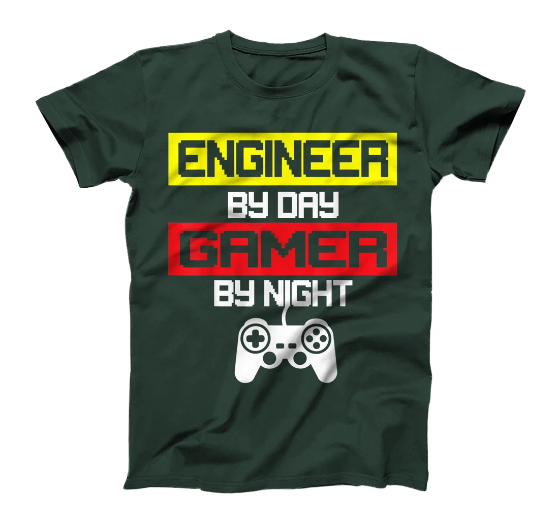 Cool Engineer By Day Gamer By Night Video Game Player Gift T-Shirt