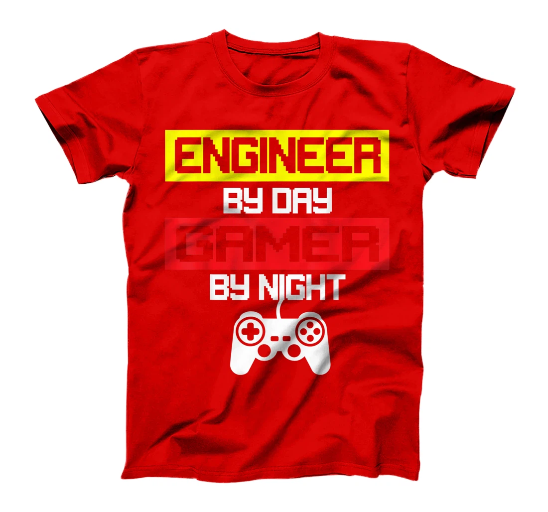 Cool Engineer By Day Gamer By Night Video Game Player Gift T-Shirt