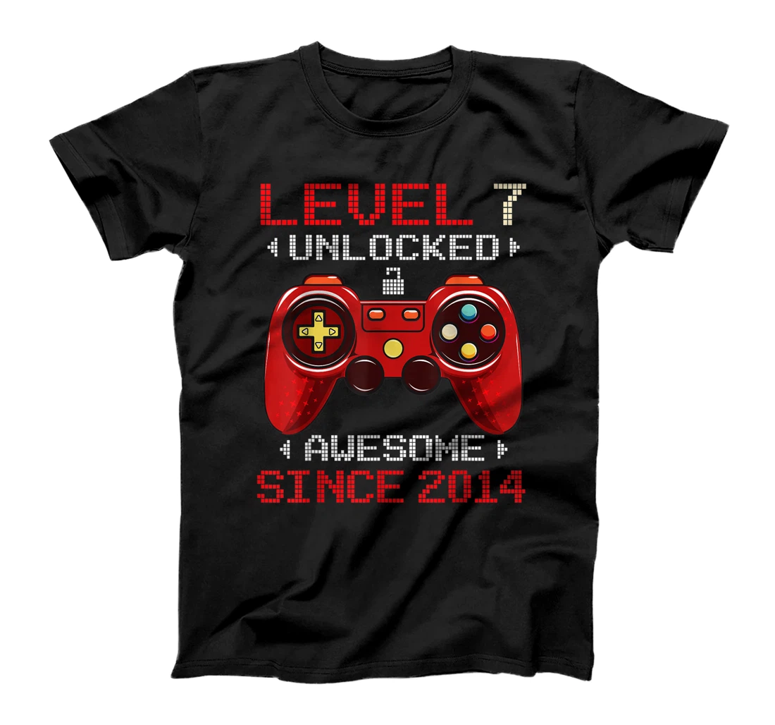 7th Birthday Boy Gamer Level 7 Unlocked Awesome 2014 Gift T-Shirt