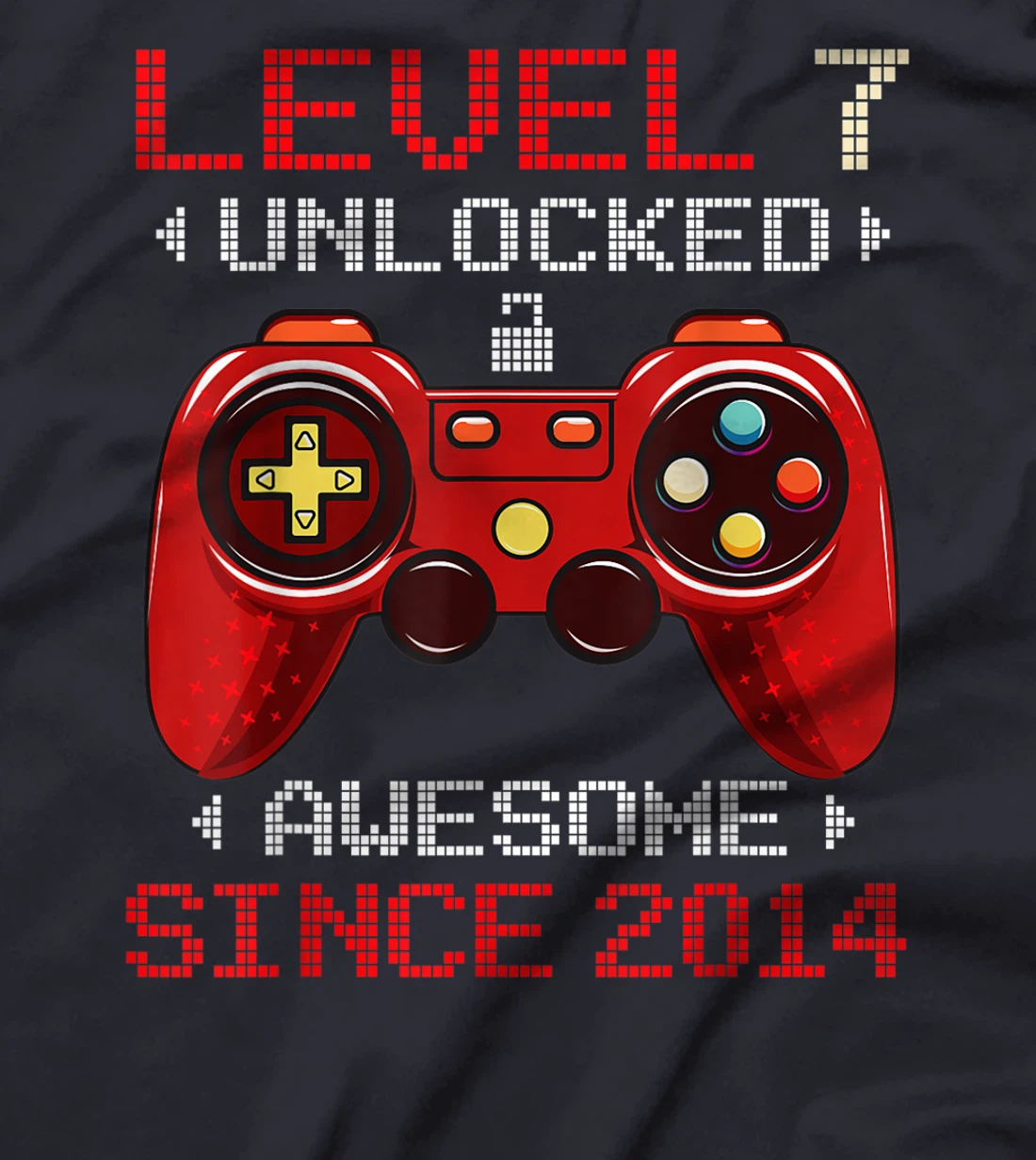 7th Birthday Boy Gamer Level 7 Unlocked Awesome 2014 Gift T-Shirt