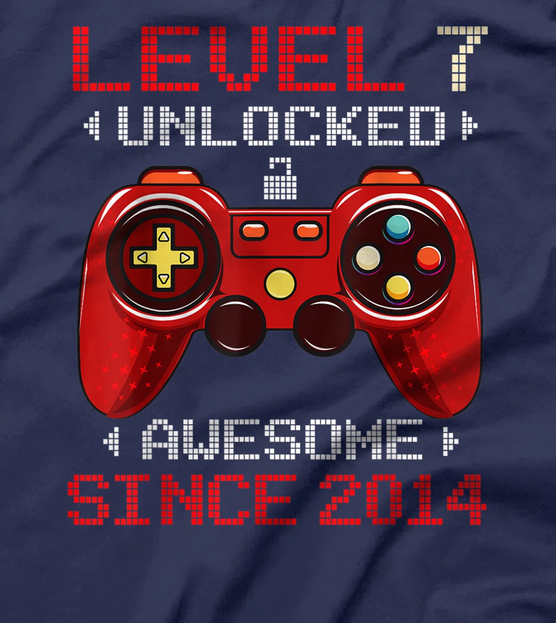 7th Birthday Boy Gamer Level 7 Unlocked Awesome 2014 Gift T-Shirt