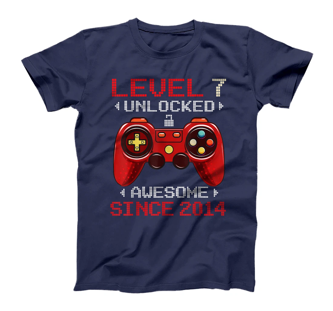 7th Birthday Boy Gamer Level 7 Unlocked Awesome 2014 Gift T-Shirt