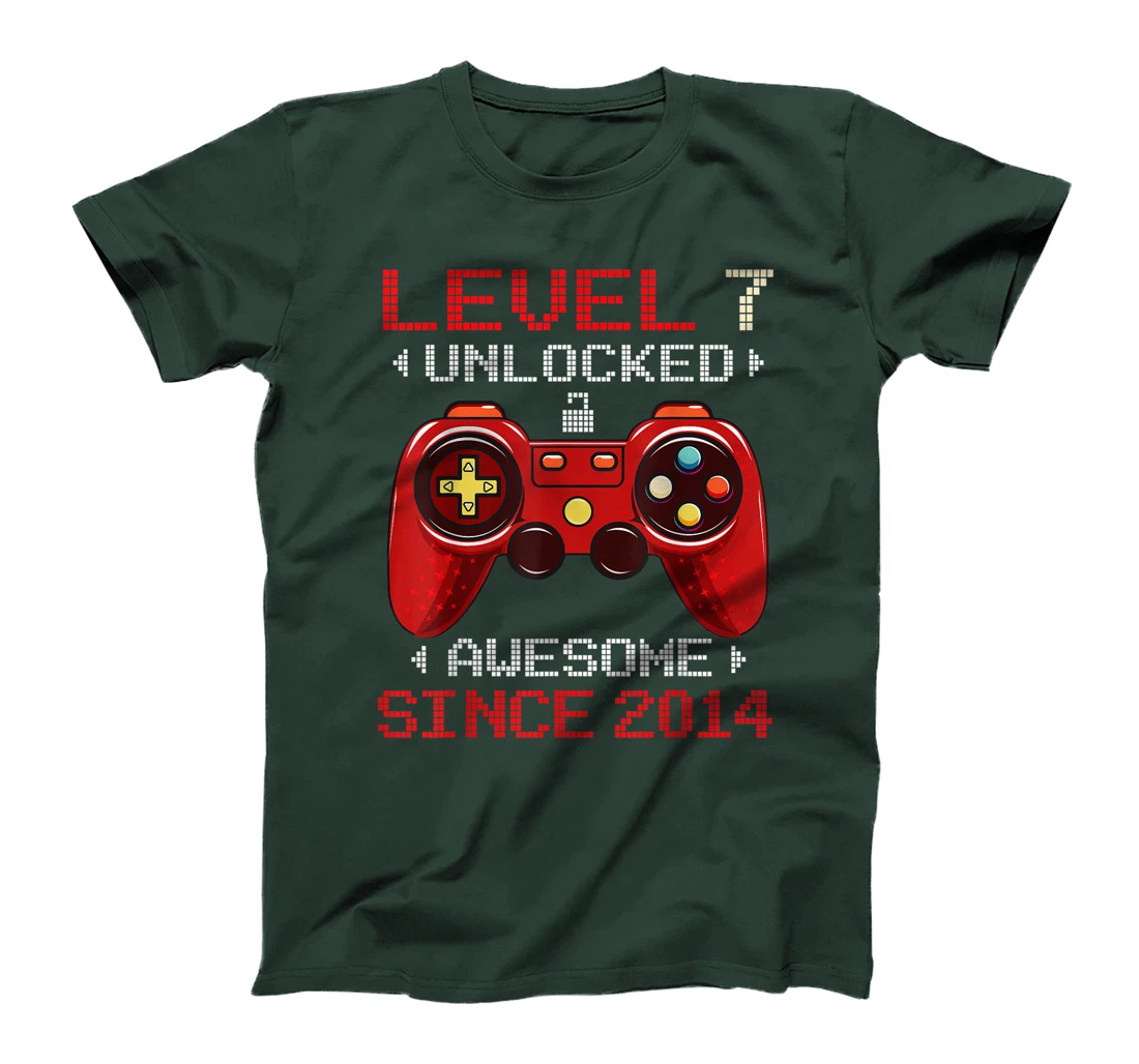 7th Birthday Boy Gamer Level 7 Unlocked Awesome 2014 Gift T-Shirt