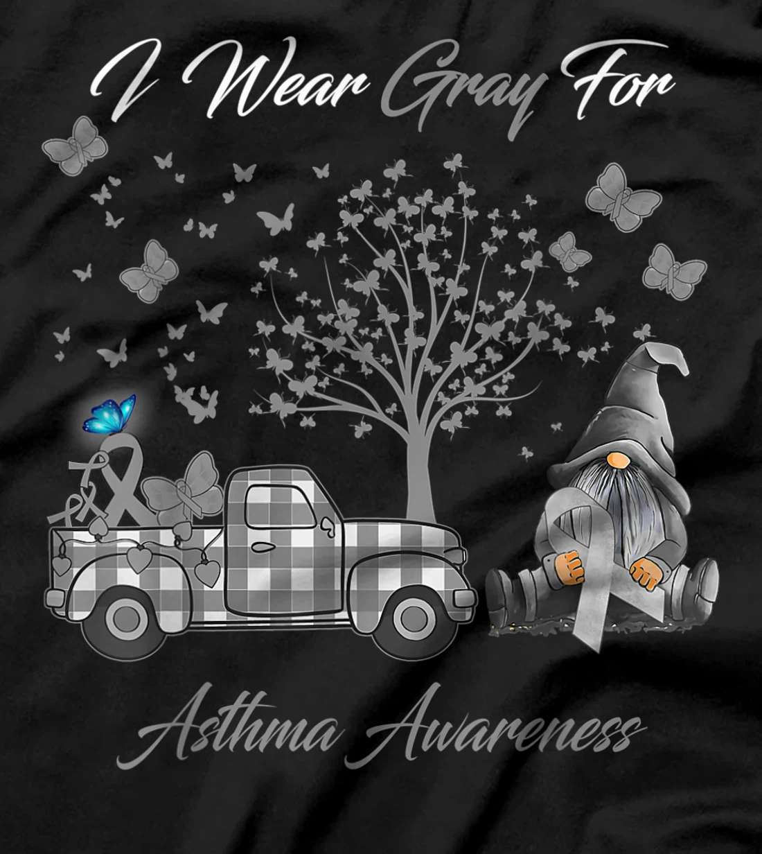 I Wear Gray for Asthma Awareness Gifts T-Shirt