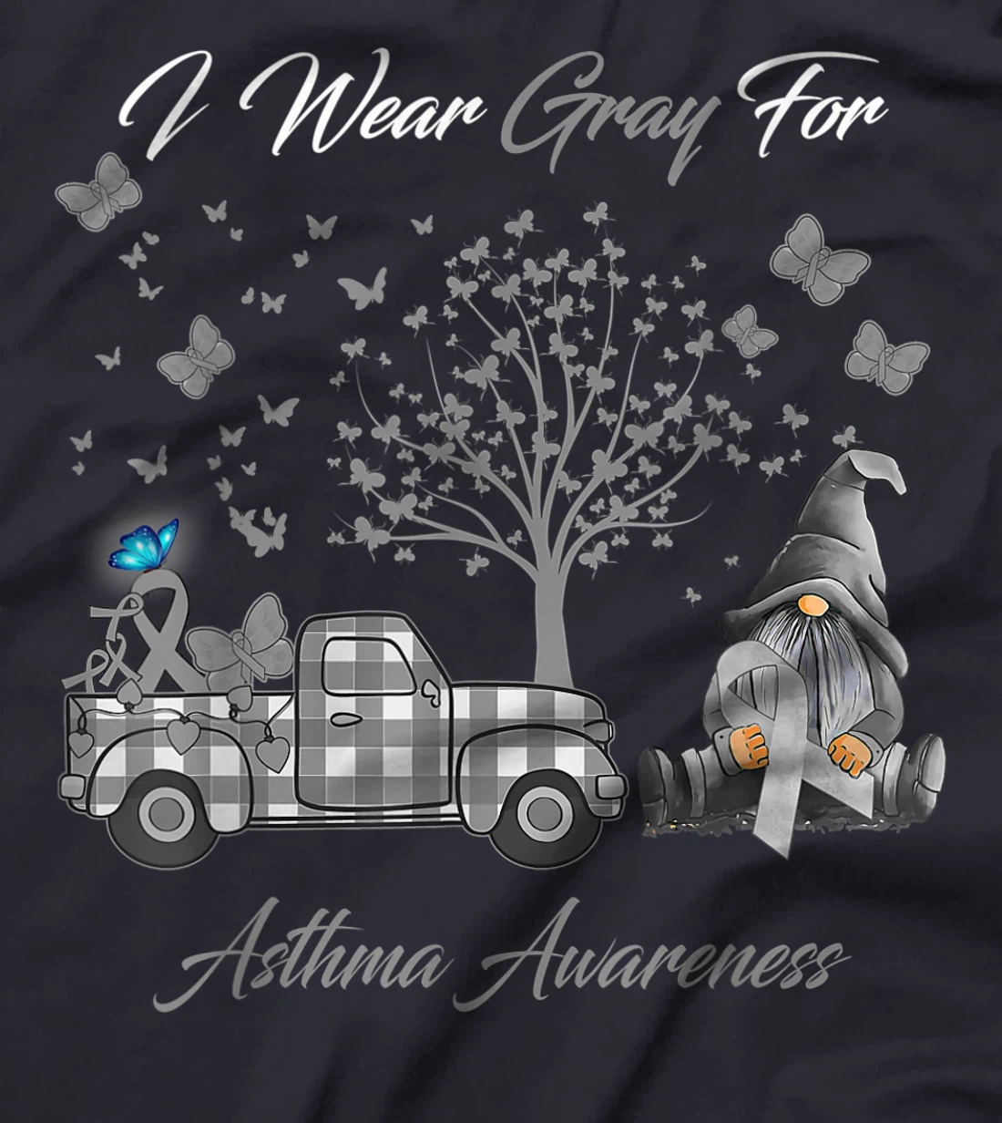 I Wear Gray for Asthma Awareness Gifts T-Shirt