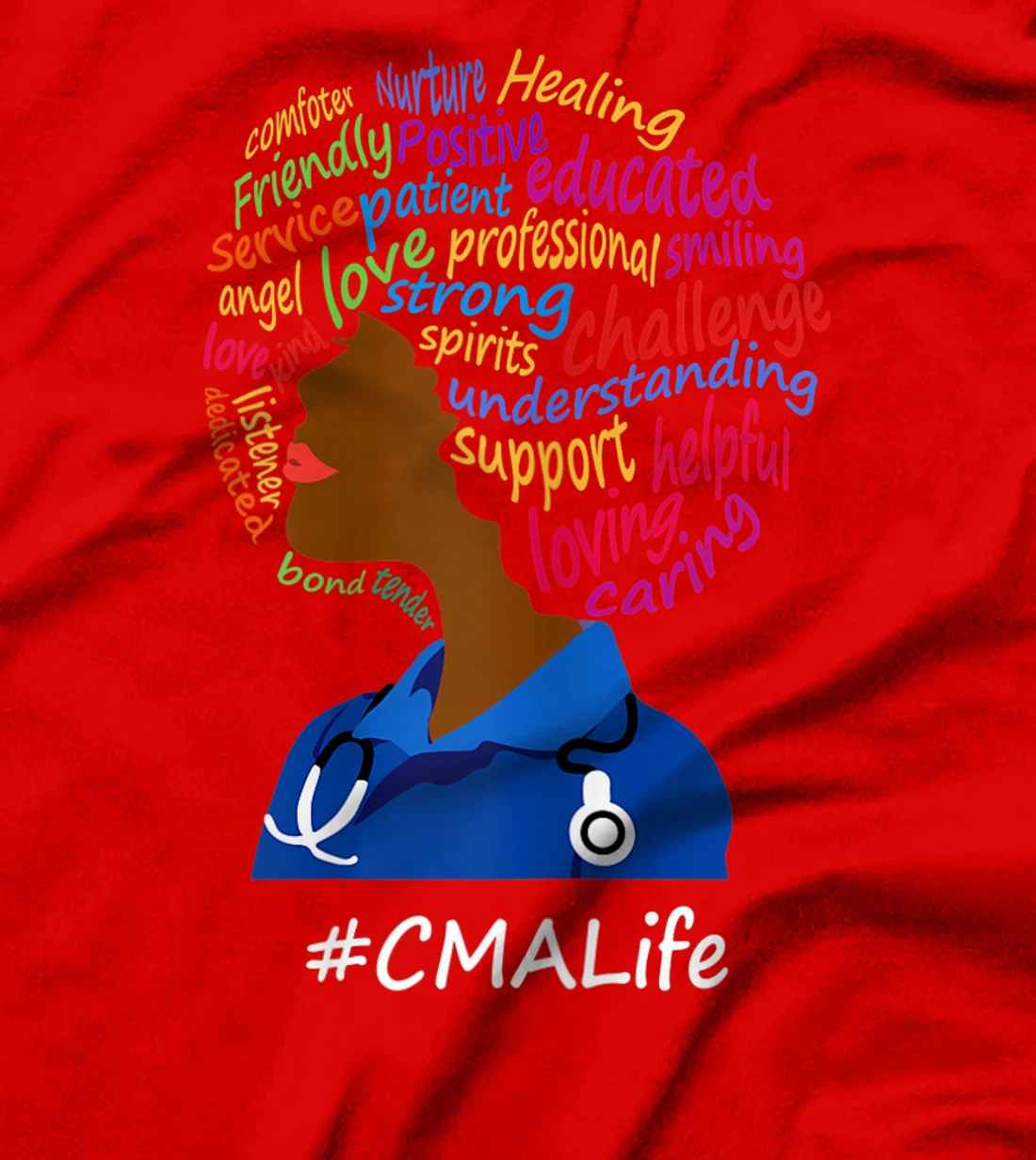 Womens Black Nurse Uniform Afro African CMA Life Nurses Day T-Shirt