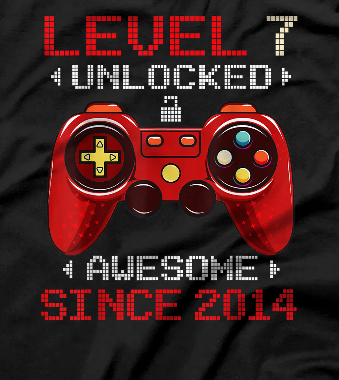 7th Birthday Boy Gamer Level 7 Unlocked Awesome 2014 Gift T-Shirt
