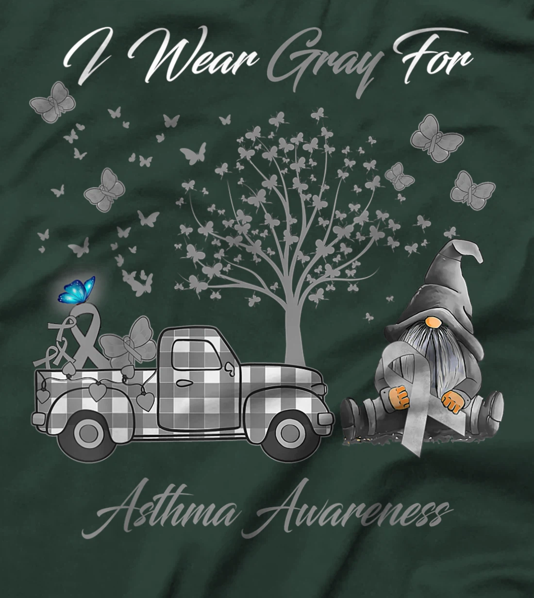 I Wear Gray for Asthma Awareness Gifts T-Shirt