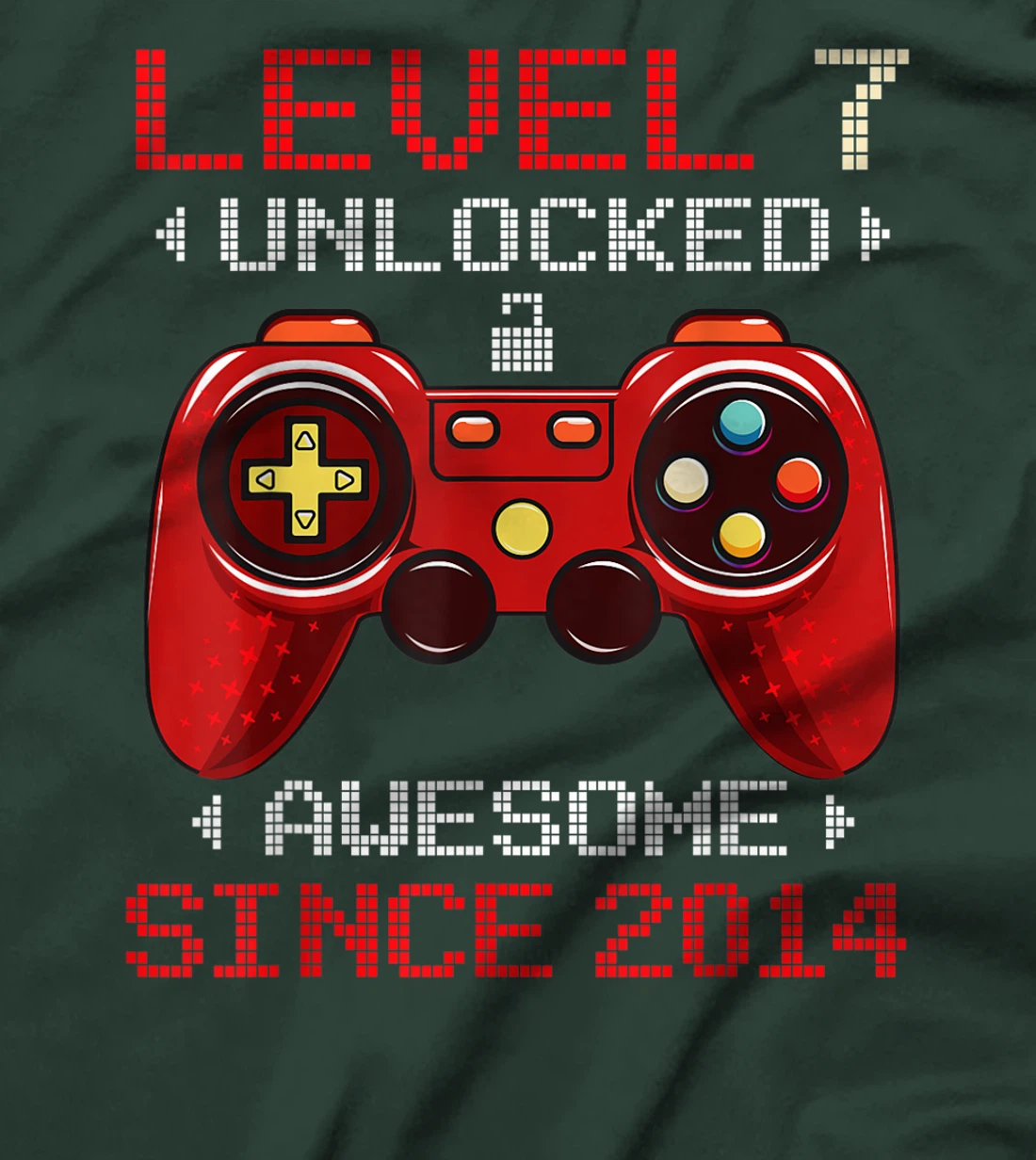 7th Birthday Boy Gamer Level 7 Unlocked Awesome 2014 Gift T-Shirt
