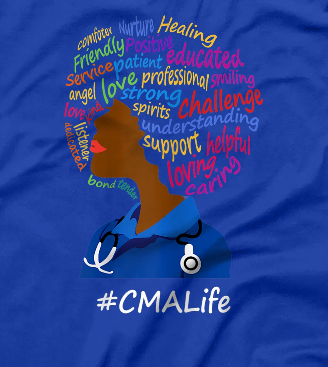 Womens Black Nurse Uniform Afro African CMA Life Nurses Day T-Shirt