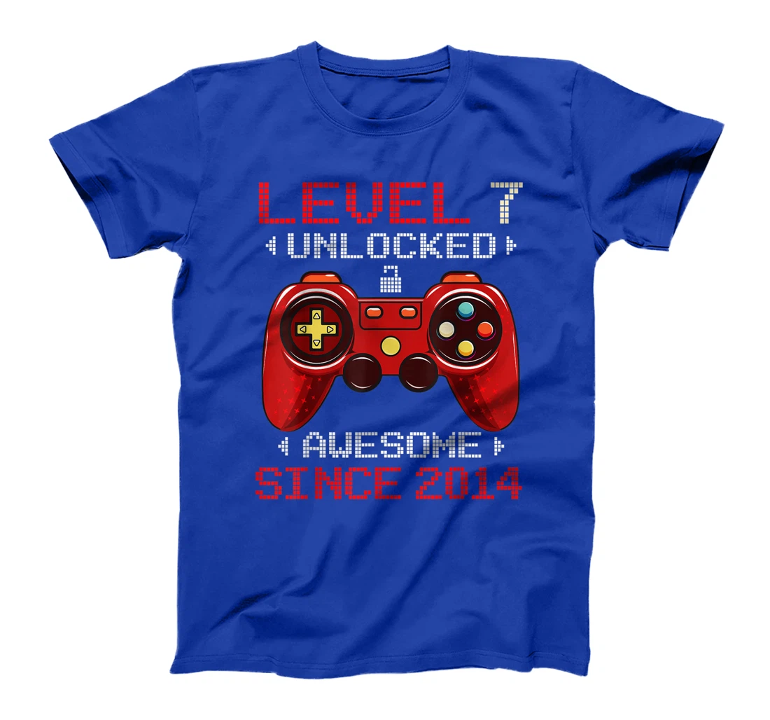 7th Birthday Boy Gamer Level 7 Unlocked Awesome 2014 Gift T-Shirt