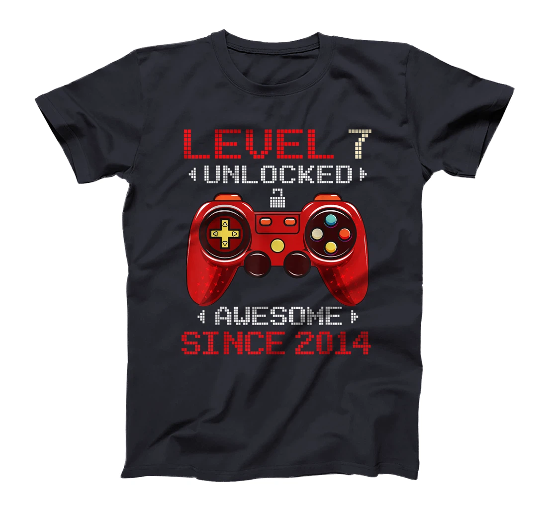 7th Birthday Boy Gamer Level 7 Unlocked Awesome 2014 Gift T-Shirt