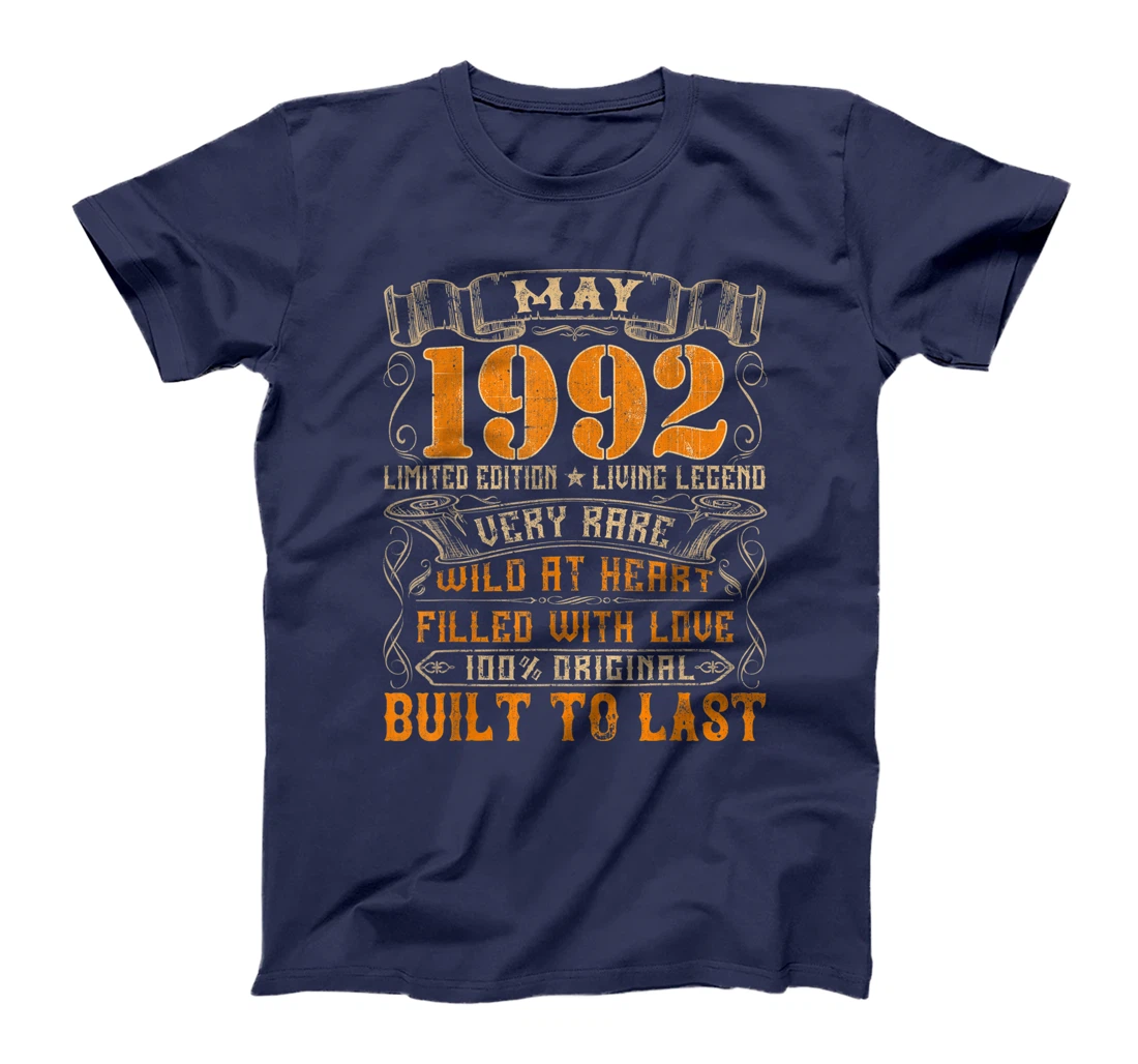 Vintage 1992 May Shirt 29 Years Old 29th Birthday Gifts T-Shirt