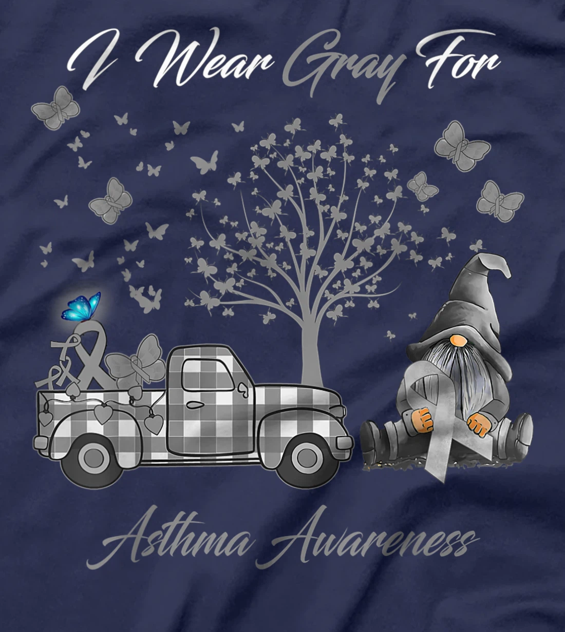 I Wear Gray for Asthma Awareness Gifts T-Shirt