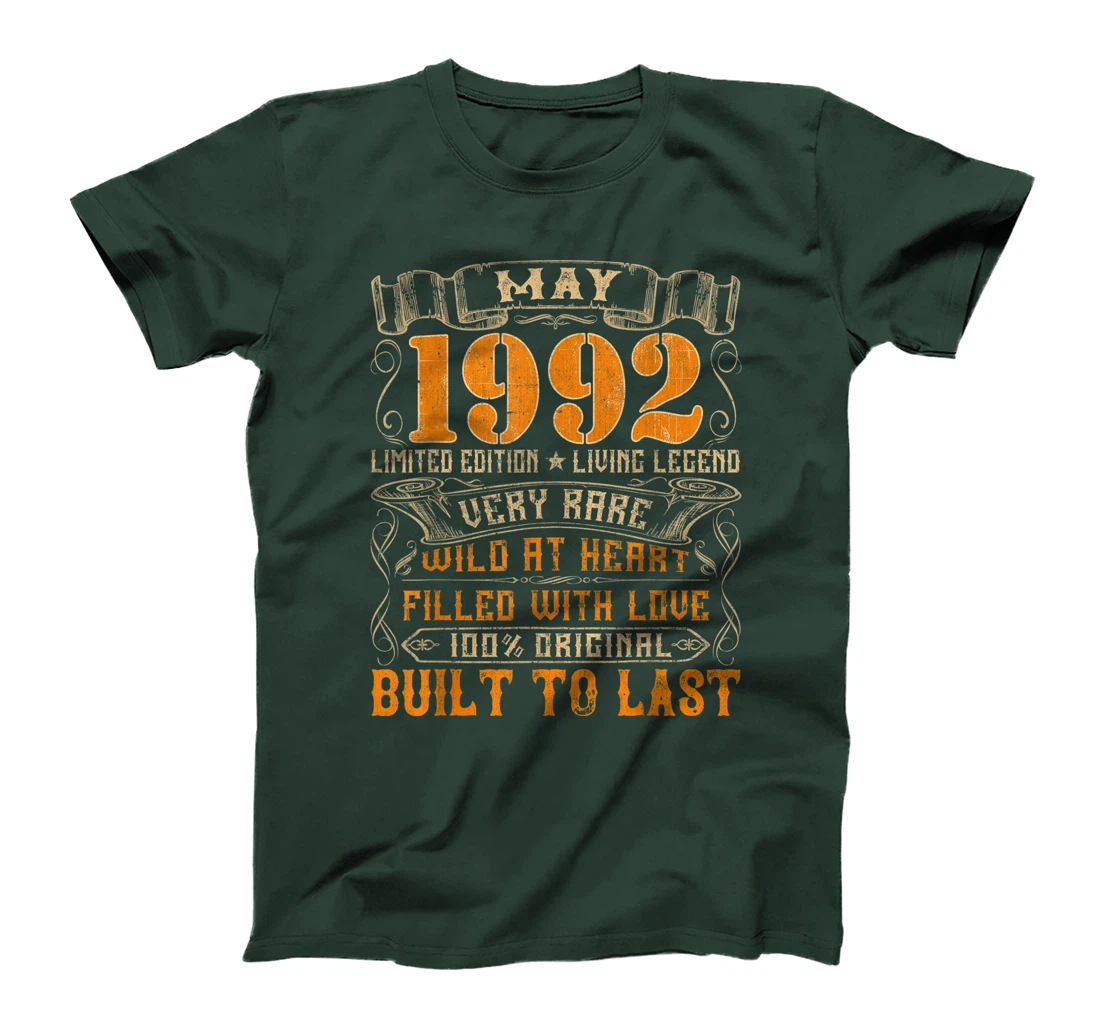 Vintage 1992 May Shirt 29 Years Old 29th Birthday Gifts T-Shirt
