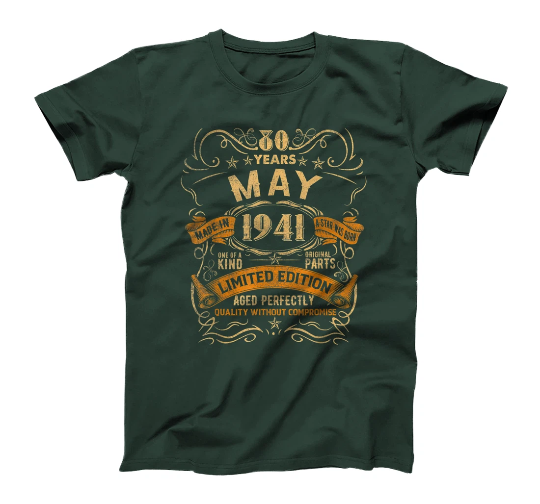 Vintage May 1941 Shirt 80th Birthday Gift For 80 Years Old T-Shirt