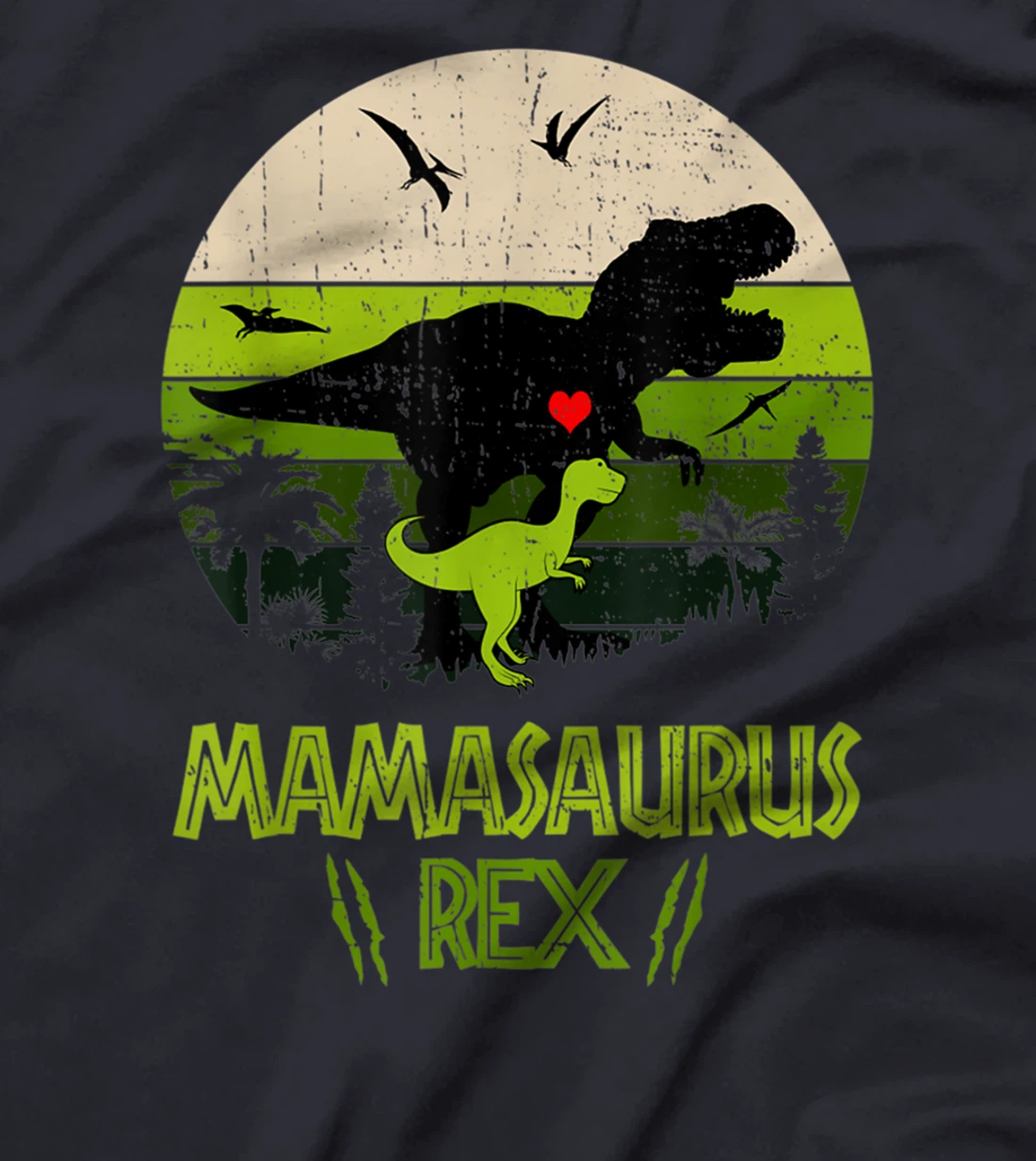 Mamasaurus Rex Dinosaur Mom and Kids Retro Vintage T-Shirt