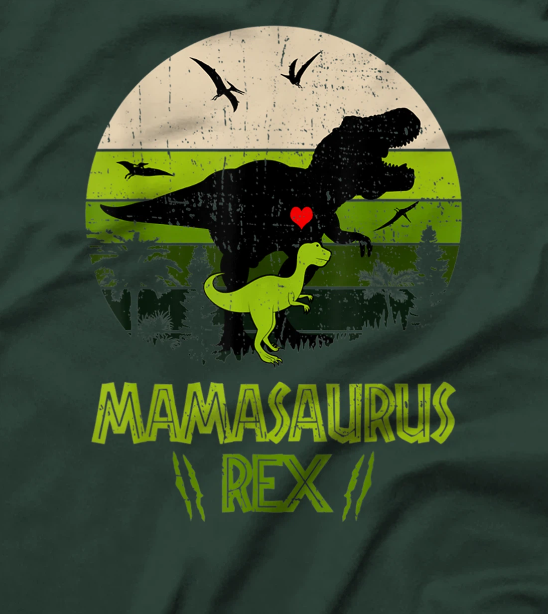 Mamasaurus Rex Dinosaur Mom and Kids Retro Vintage T-Shirt