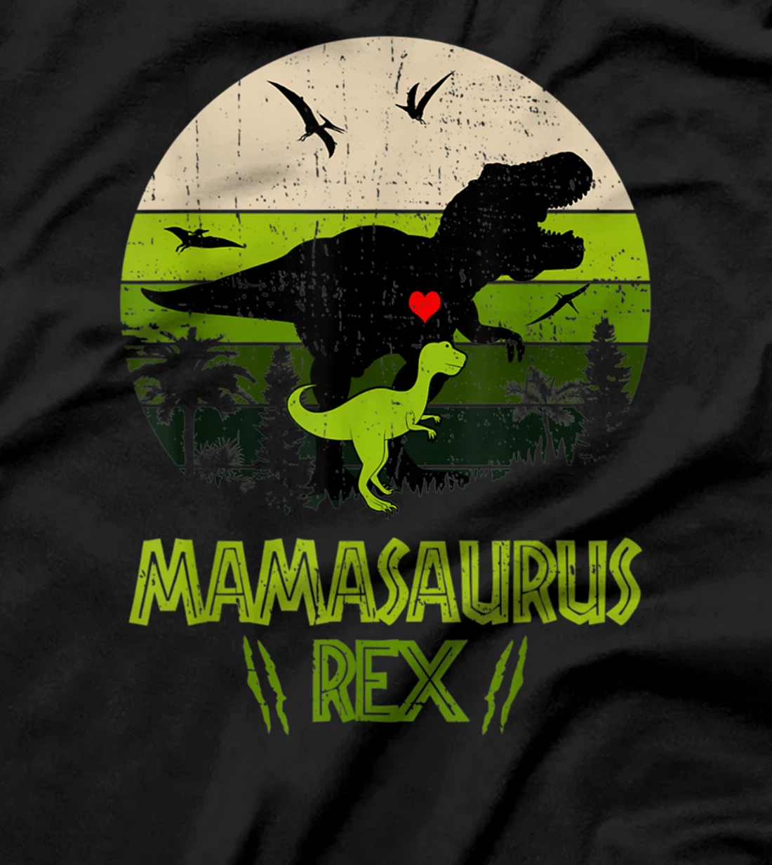Mamasaurus Rex Dinosaur Mom and Kids Retro Vintage T-Shirt