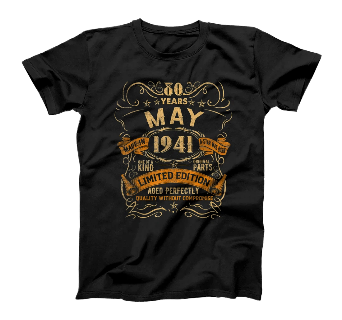 Vintage May 1941 Shirt 80th Birthday Gift For 80 Years Old T-Shirt