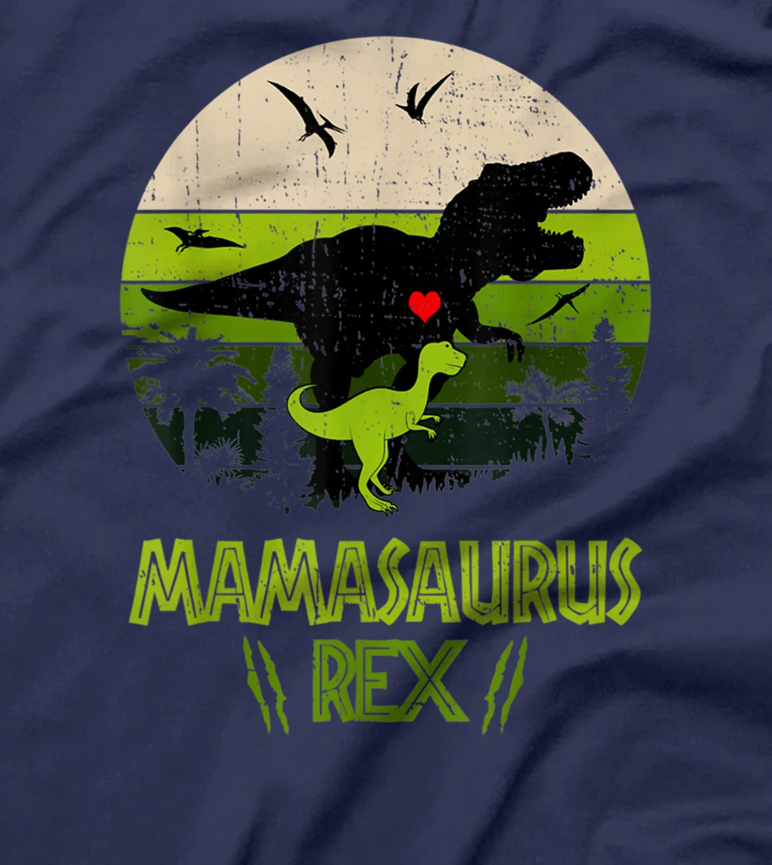 Mamasaurus Rex Dinosaur Mom and Kids Retro Vintage T-Shirt