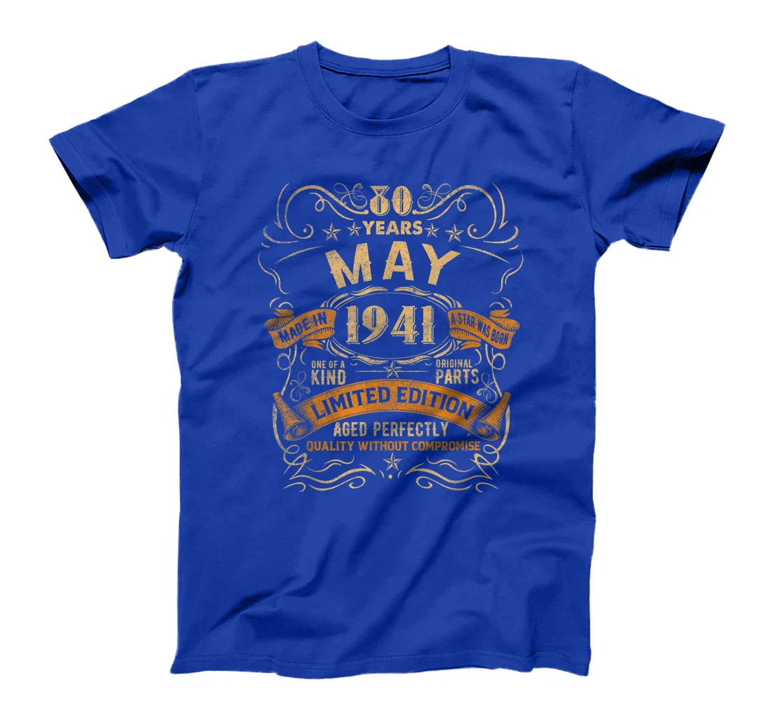 Vintage May 1941 Shirt 80th Birthday Gift For 80 Years Old T-Shirt