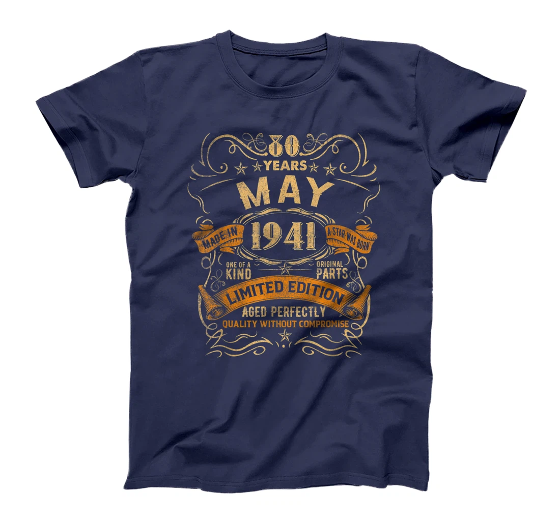 Vintage May 1941 Shirt 80th Birthday Gift For 80 Years Old T-Shirt