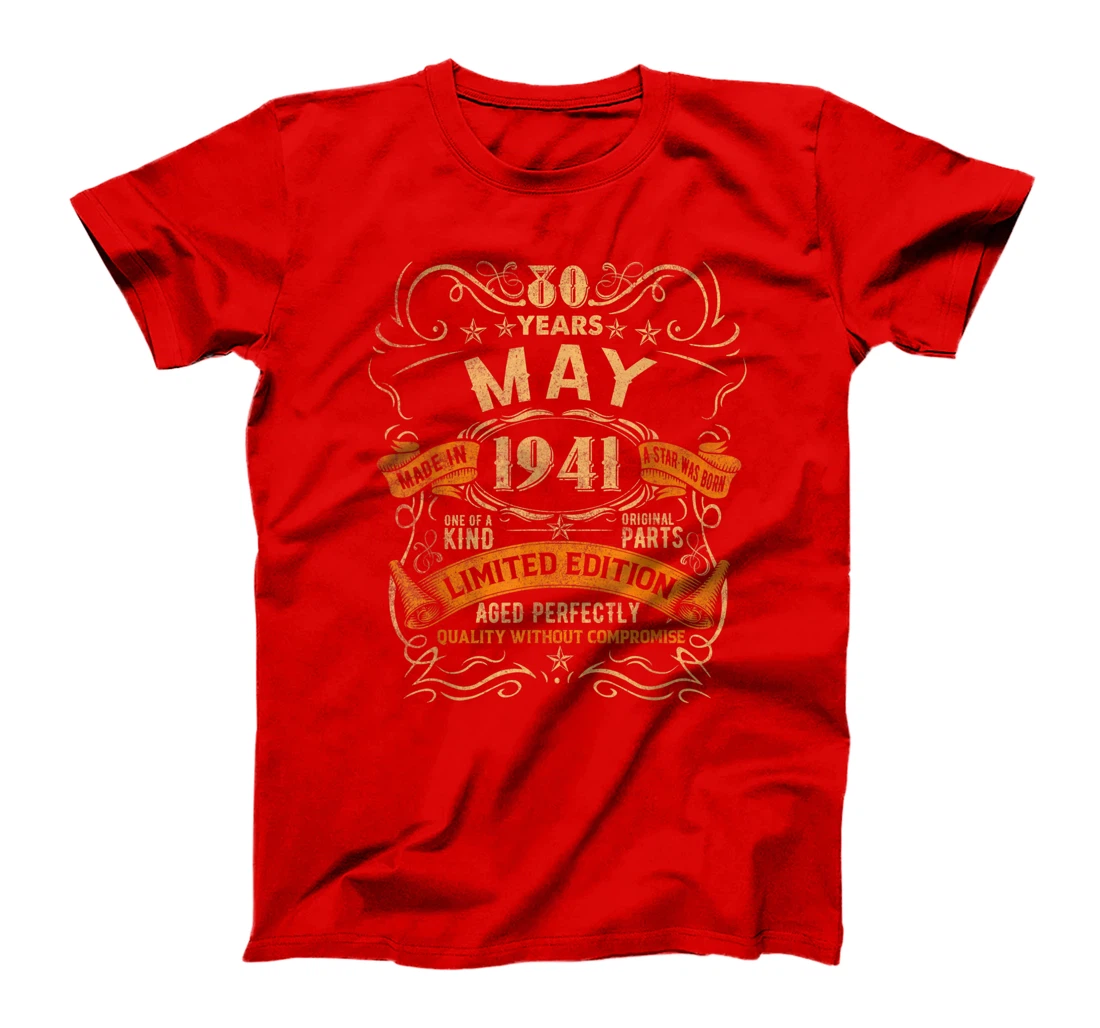 Vintage May 1941 Shirt 80th Birthday Gift For 80 Years Old T-Shirt